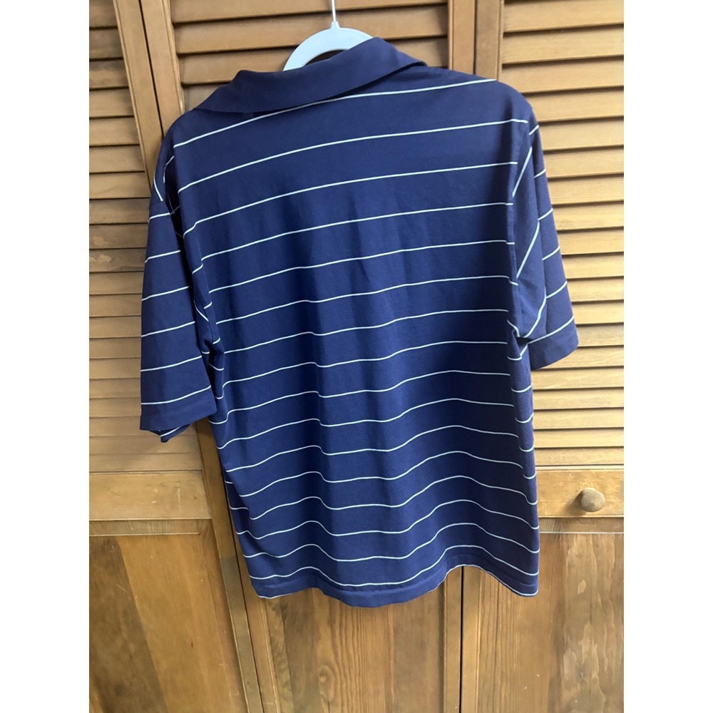 Jack Nicklaus Golden Bear Mens XL Navy Blue Striped Golf Polo Shirt Pocket Logo - Picture 4 of 4
